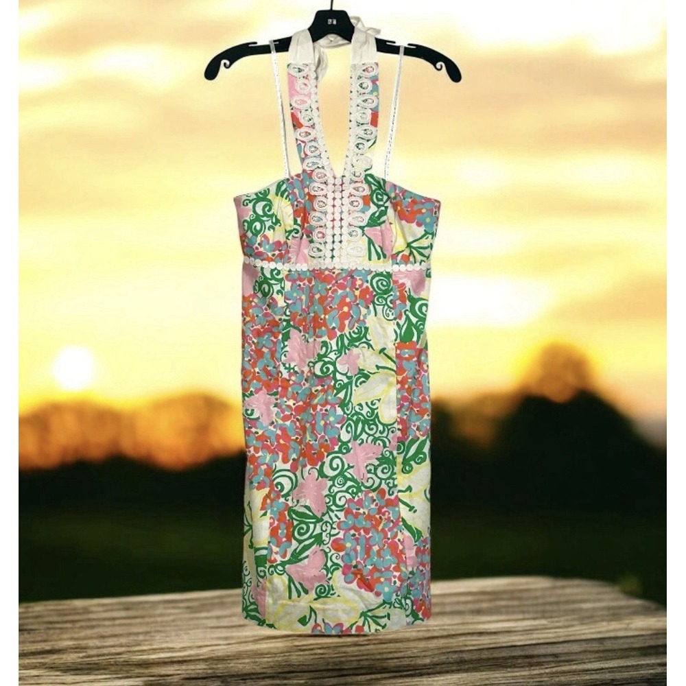 Lilly Pulitzer Halter‎ Isabel Dress Hotty Pink Day Lilly Sz. 2 $228.00 - Picture 4 of 4